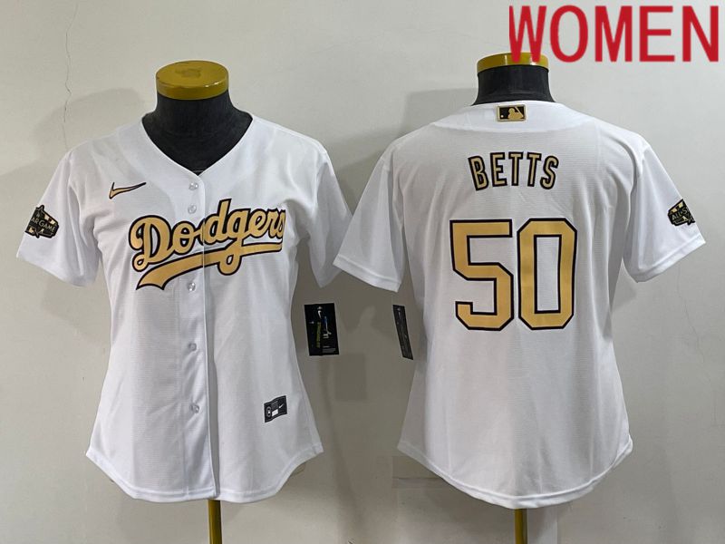 Cheap Women Los Angeles Dodgers 50 Betts White 2022 All Star Game Nike MLB Jerseys